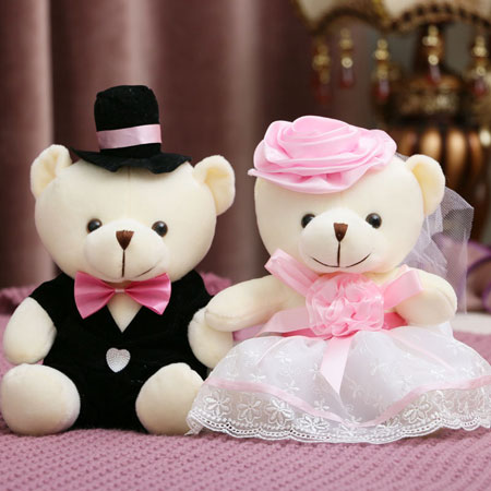 Decoração de casamento no carro Conjunto de ursos de pelúcia fofos