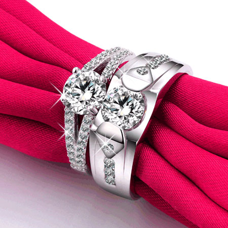Anéis de noivado de casamento de zircônia cúbica para casais