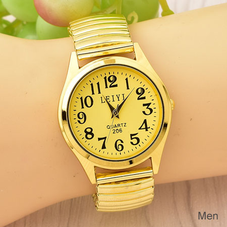 Relógios vintage com faixa elástica para mulheres / homens estilo retrô antigo