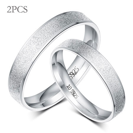Conjunto de anéis de promessa exclusivos anéis graváveis em prata esterlina