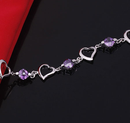Браслет с натуральным аметистом Фиолетовые браслеты с камнем, рожденным в феврале