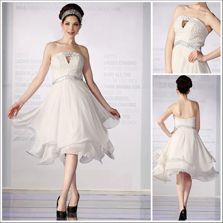 Короткое белое платье для выпускного 8-го класса Sweet Heart