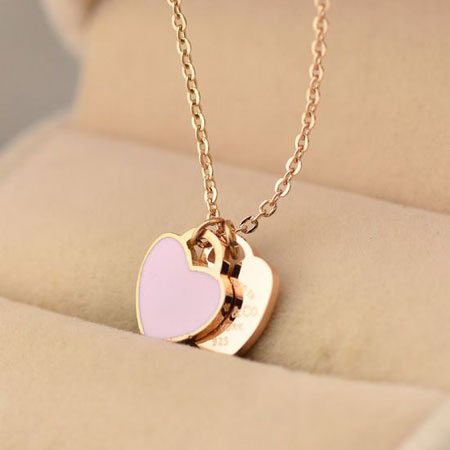 Женское колье в форме сердца любви из розового золота 18 карат для подруги