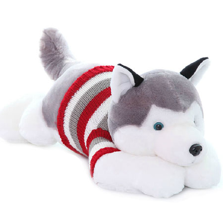 Большой бело-серый плюшевый щенок Мягкие игрушки Хаски Собаки - Кликните на картинке, чтобы закрыть