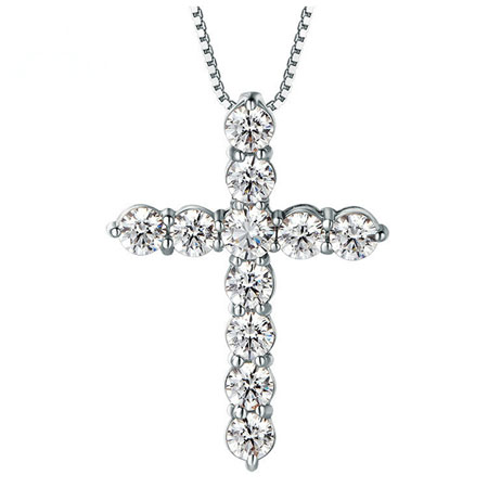Уникальное ожерелье-крест из стерлингового серебра в стиле бамбука для женщин - Кликните на картинке, чтобы закрыть