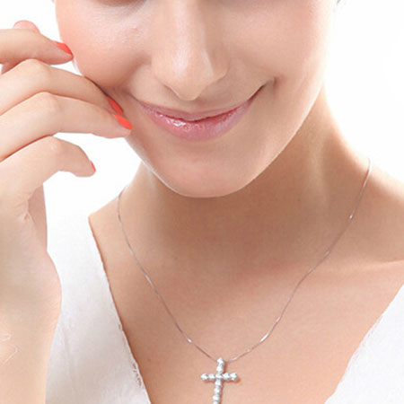 Уникальное ожерелье-крест из стерлингового серебра в стиле бамбука для женщин